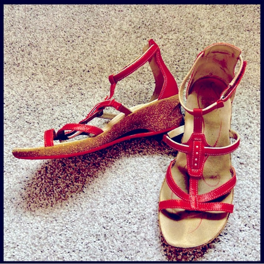 Ahnu cork wedge sandals size 8.5